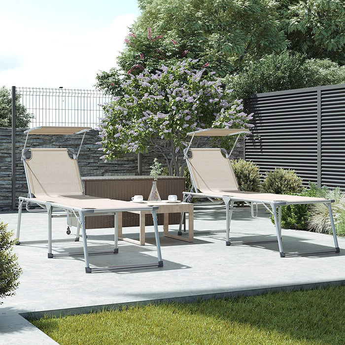 Sonnenliege, Liegestuhl, Gartenliege, extra groß, 65 x 200 x 48 cm, bis 150 kg belastbar, mit Sonnendach, Rückenlehne verstellbar, klappbar, Garten