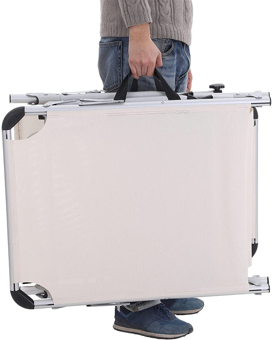 Sonnenliege, Liegestuhl, Gartenliege, extra groß, 65 x 200 x 48 cm, bis 150 kg belastbar, mit Sonnendach, Rückenlehne verstellbar, klappbar, Garten