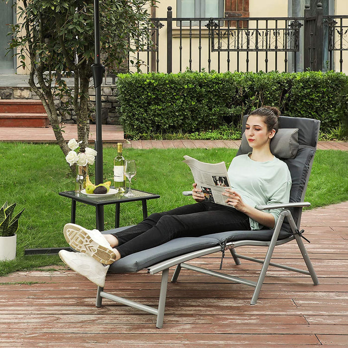 Sonnenliege, klappbar, Liegestuhl mit 6 cm Dicker Matratze, abnehmbares Kopfkissen, aus rostfreiem Aluminium, atmungsaktiv, komfortabel, verstellbar