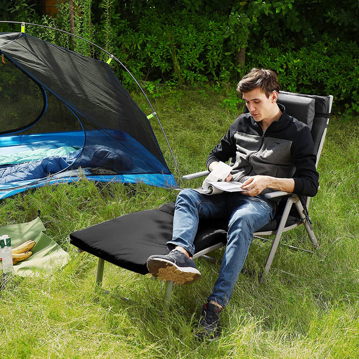 Sonnenliege, klappbar, Liegestuhl mit 6 cm Dicker Matratze, abnehmbares Kopfkissen, aus rostfreiem Aluminium, atmungsaktiv, komfortabel, verstellbar