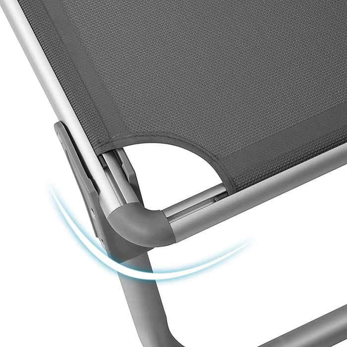 Sonnenliege mit Dach, Liegestuhl, Gartenliege, Aluminium, Rückenlehne verstellbar, klappbar, leicht, 55 x 193 x 31 cm, bis 150 kg belastbar, Garten