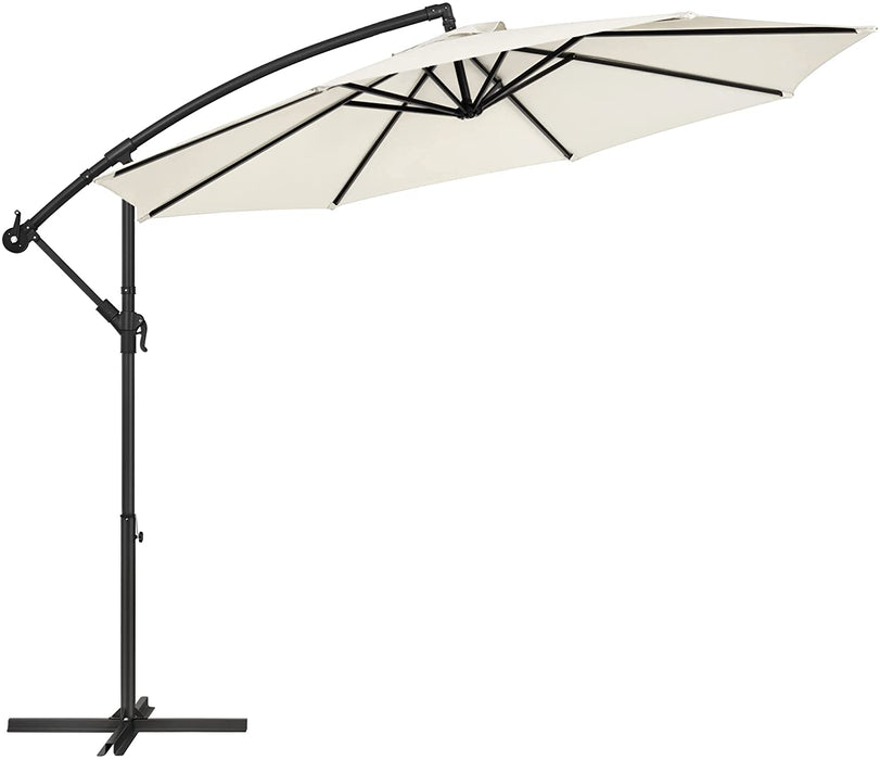 Sonnenschirm, Ampelschirm Ø 300 cm, mit Kurbel zum Öffnen und Schließen, Sonnenschutz, Gartenschirm, UV-Schutz bis UPF 50+, für Garten, Terrasse beige