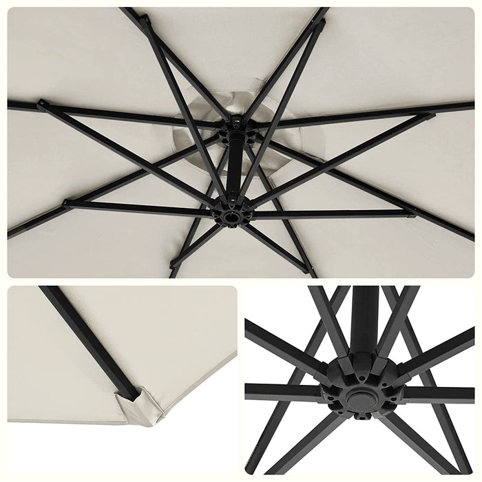 Sonnenschirm, Ampelschirm Ø 300 cm, mit Kurbel zum Öffnen und Schließen, Sonnenschutz, Gartenschirm, UV-Schutz bis UPF 50+, für Garten, Terrasse beige