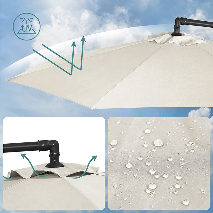 Sonnenschirm, Ampelschirm Ø 300 cm, mit Kurbel zum Öffnen und Schließen, Sonnenschutz, Gartenschirm, UV-Schutz bis UPF 50+, für Garten, Terrasse beige