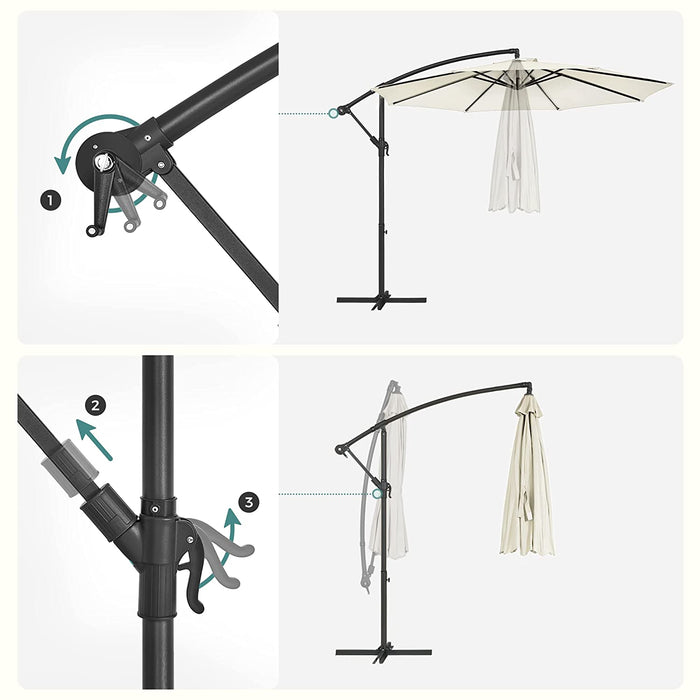 Sonnenschirm, Ampelschirm Ø 300 cm, mit Kurbel zum Öffnen und Schließen, Sonnenschutz, Gartenschirm, UV-Schutz bis UPF 50+, für Garten, Terrasse beige