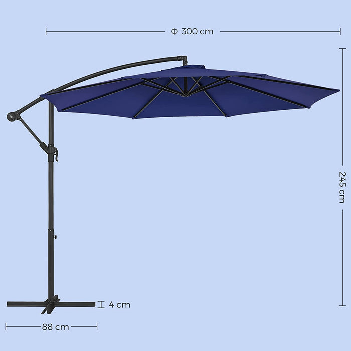 Sonnenschirm, Ampelschirm Ø 300 cm, mit Kurbel zum Öffnen und Schließen, Sonnenschutz, Gartenschirm, UV-Schutz bis UPF 50+, für Garten, Terrasse