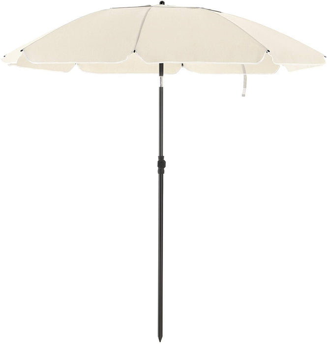 Sonnenschirm für Strand, Ø 160 cm, Gartenschirm, UV-Schutz bis UPF 50+, knickbar, Sonnenschutz, tragbar, Schirmrippen aus Glasfaser, beige