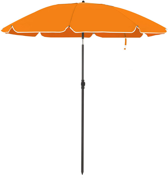 Sonnenschirm für Strand, Ø 160 cm, Gartenschirm, UV-Schutz bis UPF 50+, knickbar, Sonnenschutz, tragbar, Schirmrippen aus Glasfaser, orange