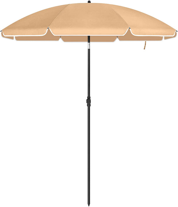 Sonnenschirm für Strand, Ø 200 cm, Gartenschirm, UV-Schutz bis UPF 50+, knickbar, Sonnenschutz, tragbar, Schirmrippen aus Glasfaser, taupe