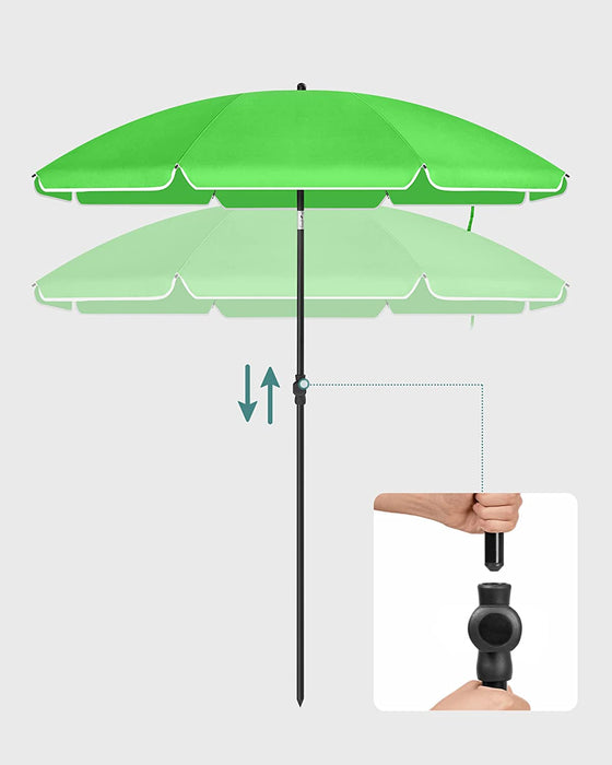 Sonnenschirm für Strand, Ø 200 cm, Gartenschirm, UV-Schutz bis UPF 50+, knickbar, Sonnenschutz, tragbar, Schirmrippen aus Glasfaser, grün