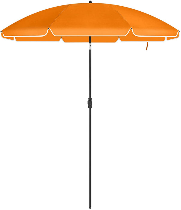 Sonnenschirm für Strand, Ø 200 cm, Gartenschirm, UV-Schutz bis UPF 50+, knickbar, Sonnenschutz, tragbar, Schirmrippen aus Glasfaser, orange