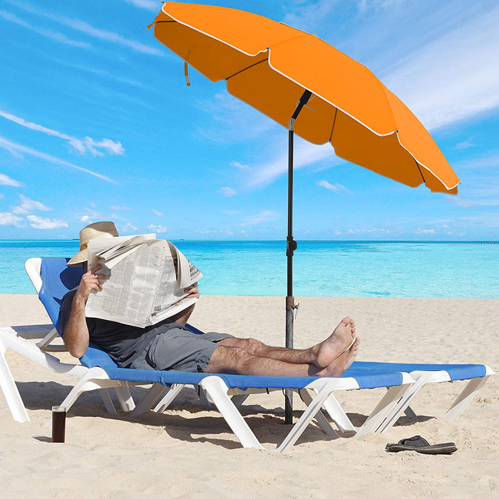 Sonnenschirm für Strand, Ø 200 cm, Gartenschirm, UV-Schutz bis UPF 50+, knickbar, Sonnenschutz, tragbar, Schirmrippen aus Glasfaser, orange
