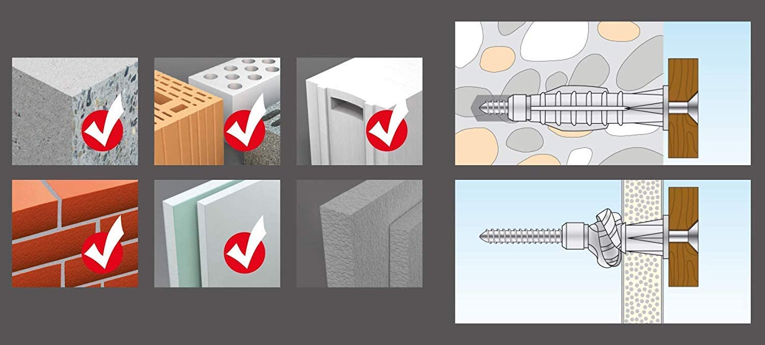  Sortimentskoffer Plug und Play, 320 tlg. mit Allzweckdübel Trika 5x31 mm, 6x36 mm, 8x51 mm + perfekt abgestimmte Schrauben