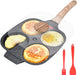 Spiegeleipfanne, Pancake Pfanne mit Deckel 4 Loch Augenpfanne Antihaft-Aluminium Pfanne für Frühstück, für Induktion & Gasherd