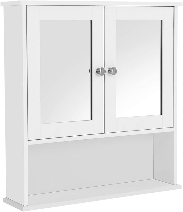 Spiegelschrank Badschrank Hängeschrank Spiegel mit Ablage Schminkschrank aus Holz 56 x 58 x 13 (B x H x T) cm weiß