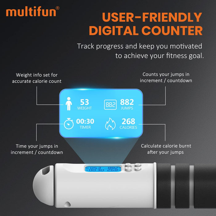 Springseil mit Zähler, Speed Rope Springseil Erwachsene mit Kalorienzähler zum Abnehmen, Fitness Seilspringen mit Kugellager