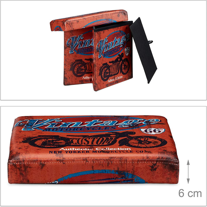 Stabiler Falthocker mit trendigen Motiven als praktische Ablage als Sitzwürfel mit bedrucktem Kunstleder als Aufbewahrungsbox mit Stauraum und Deckel