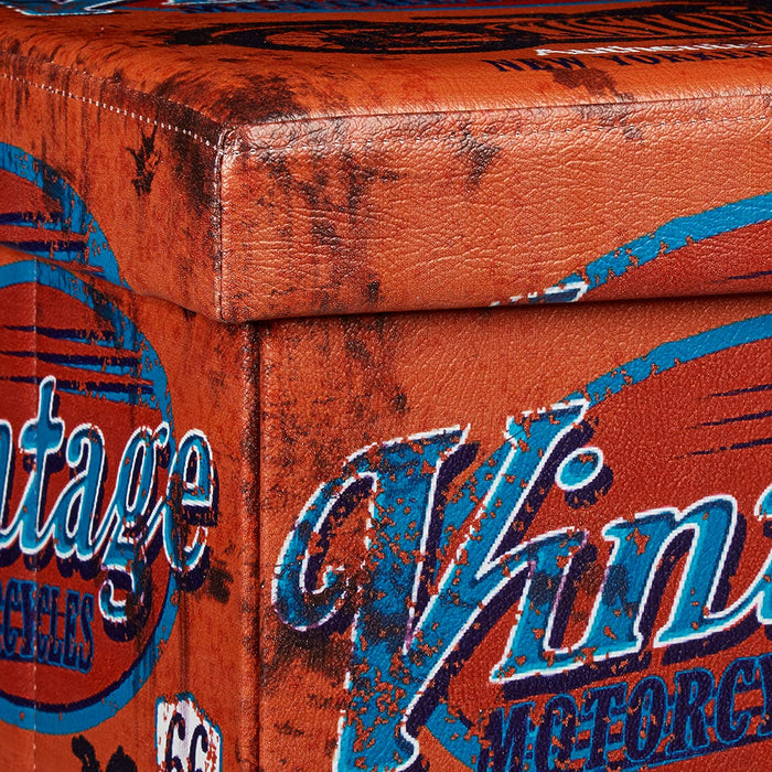 Stabiler Falthocker mit trendigen Motiven als praktische Ablage als Sitzwürfel mit bedrucktem Kunstleder als Aufbewahrungsbox mit Stauraum und Deckel