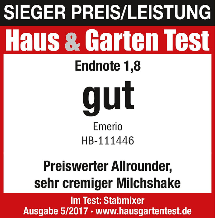 Stabmixer, Edelstahl Stab, Griff gummiert für besseren Halt, zweiteilig, 2 Geschwindigkeiten, PREIS-/LEISTUNGSSIEGER 05/2017, 250 Watt, Schwarz