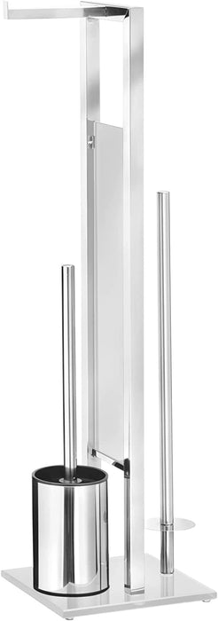 Stand WC-Garnitur Rivalta, hochwertige Standgarnitur mit integriertem Toilettenpapierhalter und WC-Bürstenhalter, in rostfreier Edelstahl-Qualität