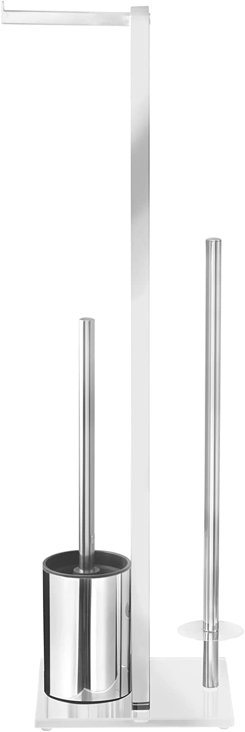 Stand WC-Garnitur Rivalta, hochwertige Standgarnitur mit integriertem Toilettenpapierhalter und WC-Bürstenhalter, in rostfreier Edelstahl-Qualität