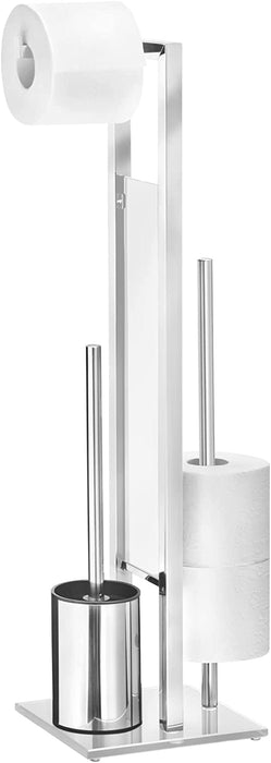 Stand WC-Garnitur Rivalta, hochwertige Standgarnitur mit integriertem Toilettenpapierhalter und WC-Bürstenhalter, in rostfreier Edelstahl-Qualität