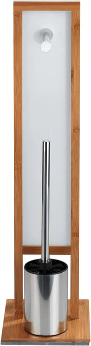 Stand WC-Garnitur Rivalta, mit integriertem Toilettenpapierhalter und WC-Bürstenhalter, aus echtem Bambus, 23 x 70 x 18 cm, Braun