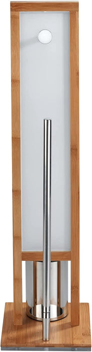 Stand WC-Garnitur Rivalta, mit integriertem Toilettenpapierhalter und WC-Bürstenhalter, aus echtem Bambus, 23 x 70 x 18 cm, Braun