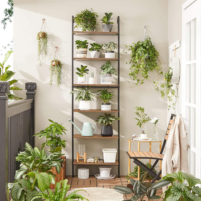 Standregal, Bücherregal, 6 Ablagen, Leiterregal, Aufbewahrung für Bücher, Dekoration, Schlafzimmer, Wohnzimmer, Büro, 60 x 30 x 204,8 cm