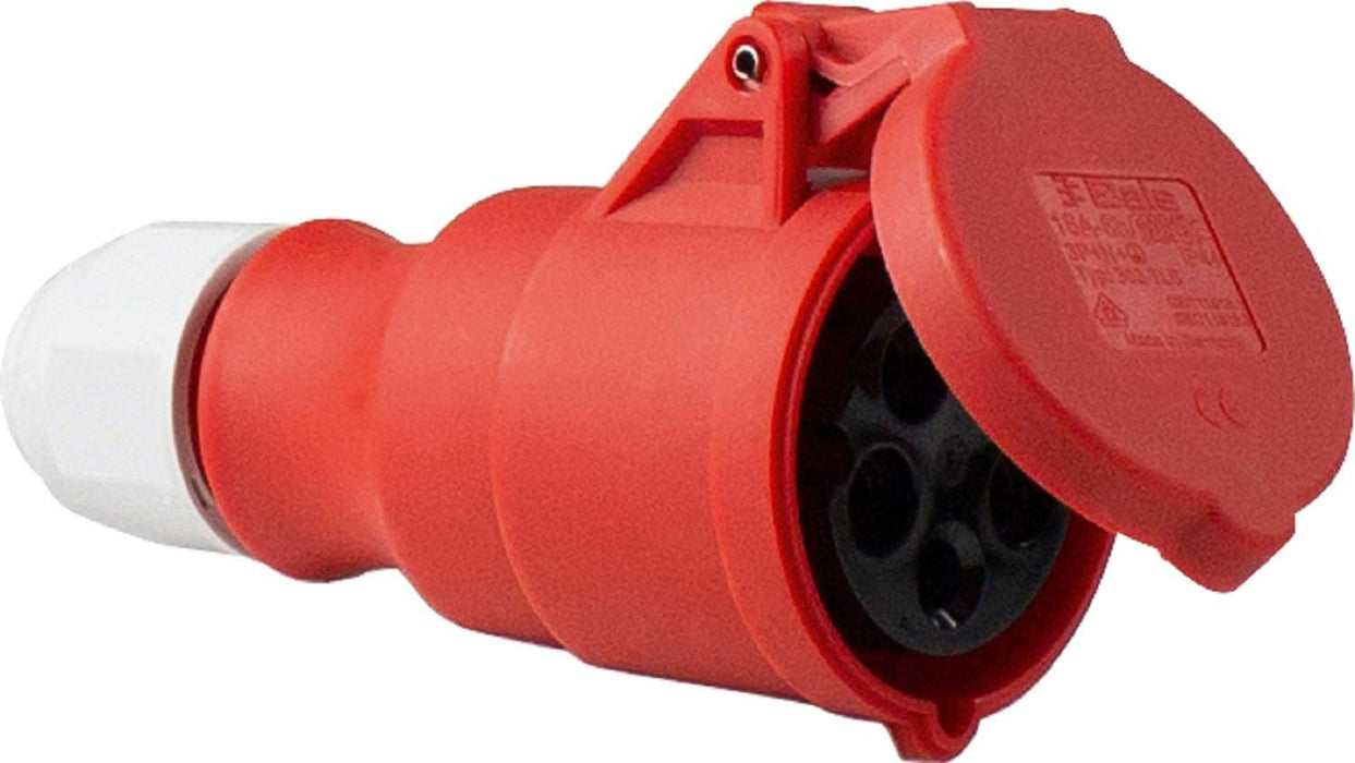 Starkstrom Verlängerungskabel 5 m, 5-polige Verlängerungsleitung mit CEE Stecker und CEE Kupplung H07RN-F 5G1,5, Made in Germany, 400V, 16A, IP44, Schwarz