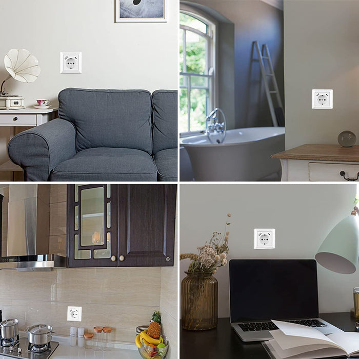 Steckdose mit USB Anschluss und Typ C (Max. 3.4A) System 55 Reinweiß Glänzend Schuko USB Steckdose Unterputz Schutzkontaktsteckdose Wandsteckdose für Smartphone Tablet, Sockeltiefe nur 32mm