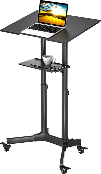 Stehpult Höhenverstellbar Schreibtisch/Laptoptisch mit Rollen/Laptop Ständer Mobile Workstation/Stand-up-Computer Präsentationswagen Ergonomisch 