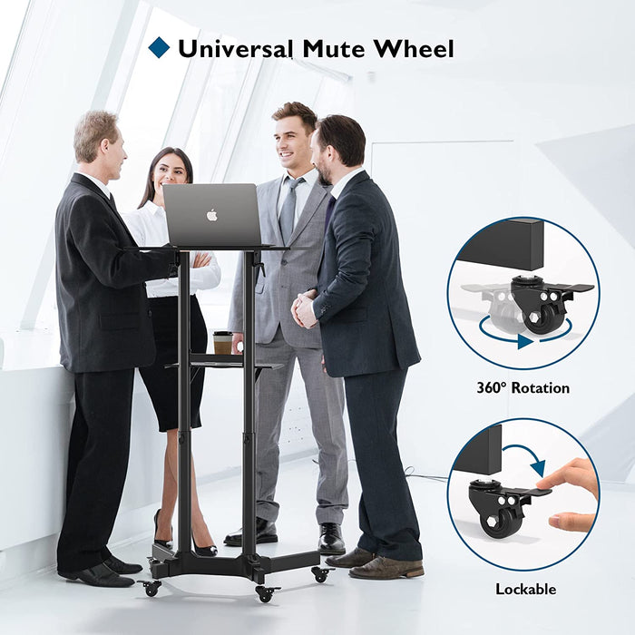 Stehpult Höhenverstellbar Schreibtisch/Laptoptisch mit Rollen/Laptop Ständer Mobile Workstation/Stand-up-Computer Präsentationswagen Ergonomisch 
