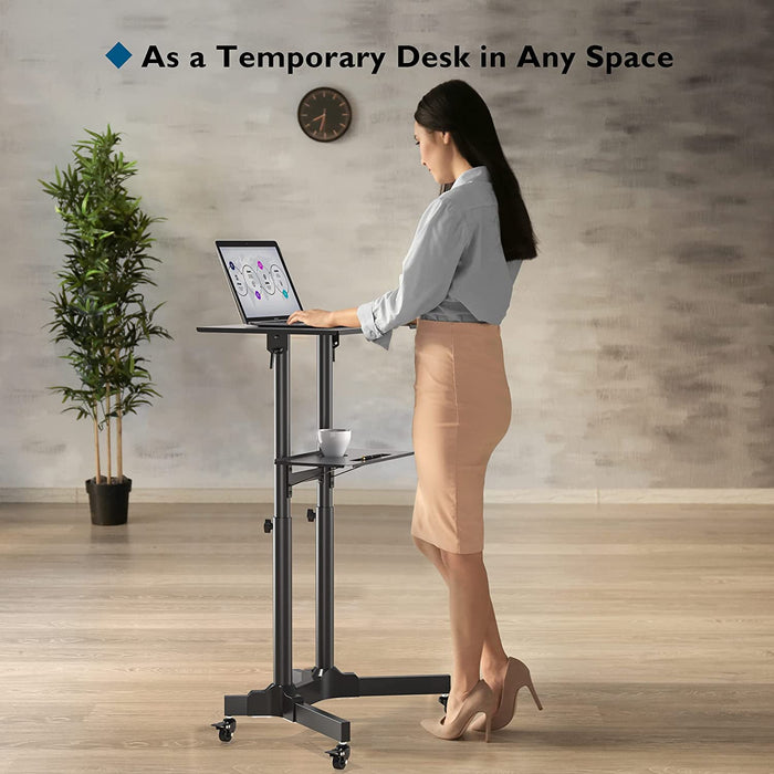 Stehpult Höhenverstellbar Schreibtisch/Laptoptisch mit Rollen/Laptop Ständer Mobile Workstation/Stand-up-Computer Präsentationswagen Ergonomisch 