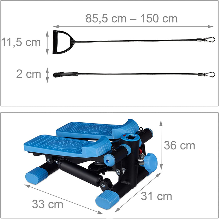 Stepper, verstellbarer Widerstand, mit Expander, Tacho und Schrittzähler HBT: 170 x 31 x 33 cm, schwarz-blau