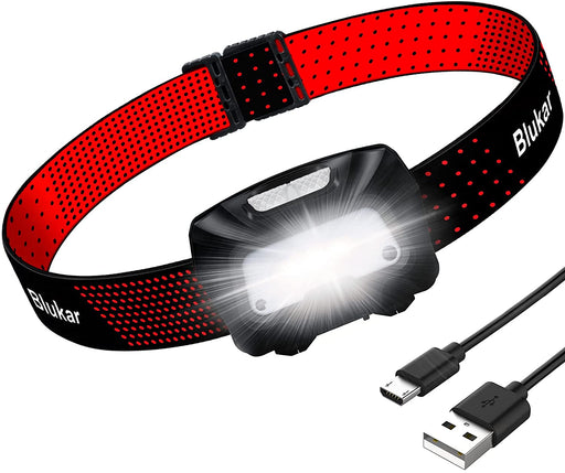 Stirnlampe LED USB Wiederaufladbare Kopflampe, Wasserdichte Superhell Mini Stirnlampe Kinder mit Sensor und Rotlicht für Laufen, Joggen, Angeln, Campen usw. [inkl. USB Kabel]
