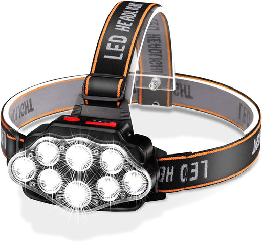 Stirnlampe LED Wiederaufladbar USB, 8 LED Kopflampe 4 Modi, Wasserdicht, Perfekt für Arbeit, Outdoor, Camping, Wandern, Angeln 
