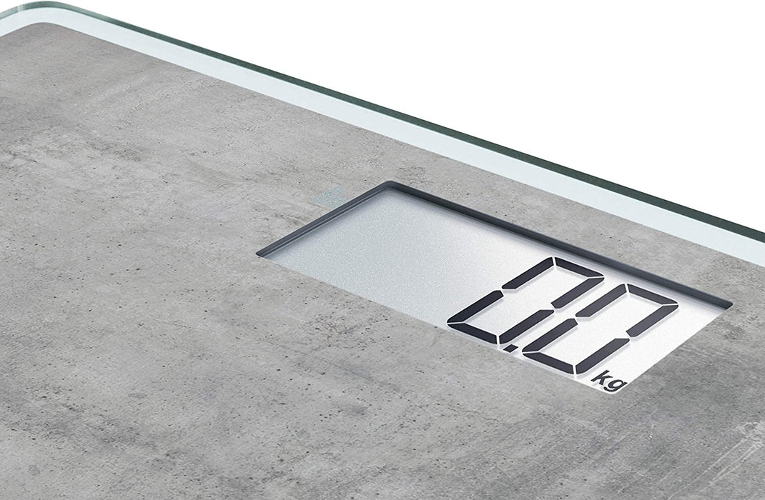 Style Sense Compact 300 Concrete, digitale Körperwaage mit LCD-Anzeige, elektronische Waage mit extraflachem Design, Personenwaage 