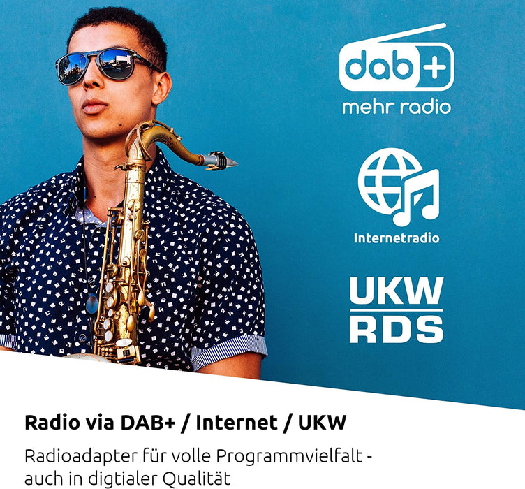 TechniSat DIGITRADIO 631 - Stereo Internetradio (DAB, UKW, 70 Watt 2.1 System m. Subwoofer, CD, USB, Bluetooth-Streaming, AUX, WLAN, Wecker)