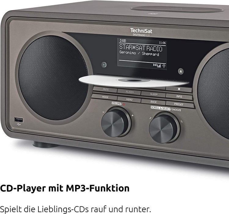 TechniSat DIGITRADIO 631 - Stereo Internetradio (DAB, UKW, 70 Watt 2.1 System m. Subwoofer, CD, USB, Bluetooth-Streaming, AUX, WLAN, Wecker)
