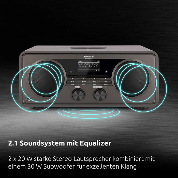 TechniSat DIGITRADIO 631 - Stereo Internetradio (DAB, UKW, 70 Watt 2.1 System m. Subwoofer, CD, USB, Bluetooth-Streaming, AUX, WLAN, Wecker)