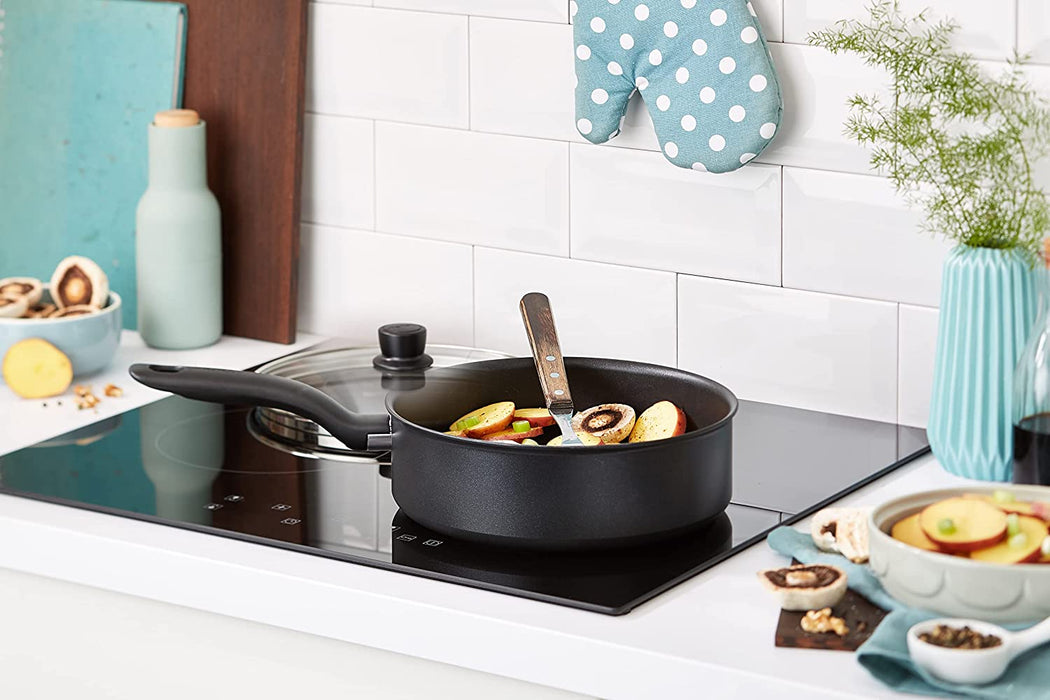 Tefal Hard Titanium+ Schmorpfanne mit Deckel | 24 cm | Für alle Herdarten inklusive Induktion | Antihaftversiegelt | Starker Induktionsboden