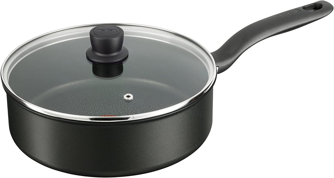 Tefal Hard Titanium+ Schmorpfanne mit Deckel | 24 cm | Für alle Herdarten inklusive Induktion | Antihaftversiegelt | Starker Induktionsboden