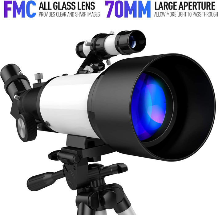 Teleskop, Teleskop für Erwachsene, 70mm Blende, 400mm AZ-Halterung, Teleskop für Kinder Anfänger