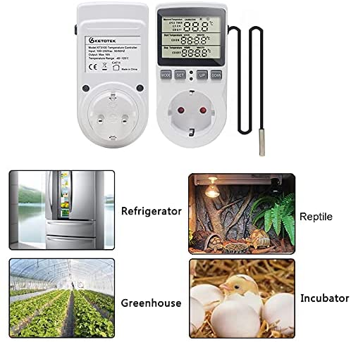 Temperaturregler Steckdose 230V & Fühler Digital Thermostat  Temperaturschalter