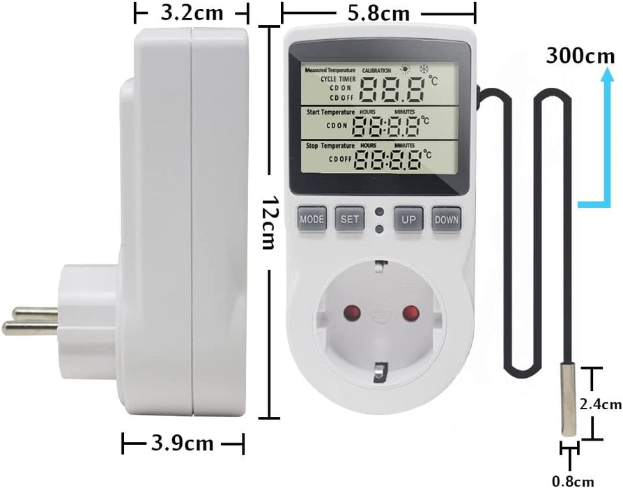 Temperaturregler Steckdose 230V mit Fühler Digital Thermostat