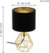 Tischlampe Carlton 2, 1 flammige Vintage Tischleuchte, Nachttischlampe aus Stahl und Stoff, Farbe: Gold, schwarz, Fassung: E14, inkl. Schalter