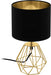 Tischlampe Carlton 2, 1 flammige Vintage Tischleuchte, Nachttischlampe aus Stahl und Stoff, Farbe: Gold, schwarz, Fassung: E14, inkl. Schalter