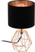 Tischlampe Carlton 2, 1 flammige Vintage Tischleuchte, Nachttischlampe aus Stahl und Stoff, Farbe Kupfer, schwarz, Fassung E14, inkl Schalter