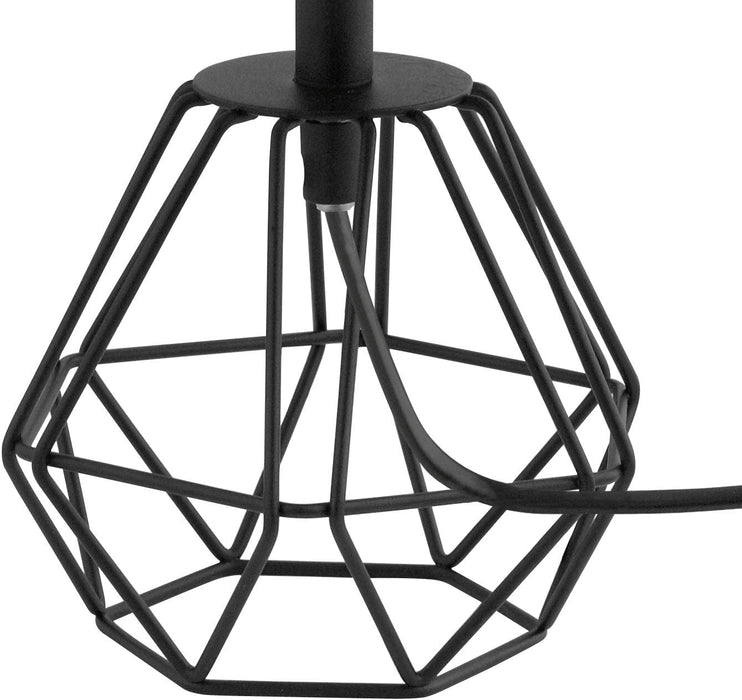 Tischlampe Carlton 2, 1 flammige Vintage Tischleuchte, Nachttischlampe aus Stahl und Stoff, Farbe: Schwarz, weiß, Fassung: E14, inkl. Schalter